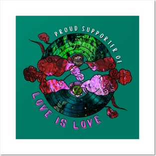 Proud Supporter of Love is Love Rainbows - Space Green & Red Posters and Art